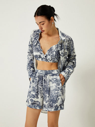 3-Piece Floral Print Shorts Set