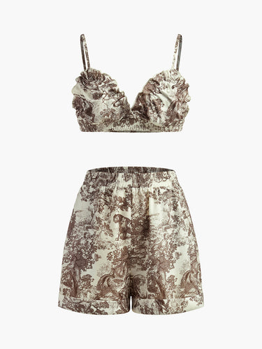 3-Piece Floral Print Shorts Set