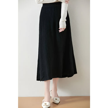 A-Line Midi Skirt Merino Wool Knit
