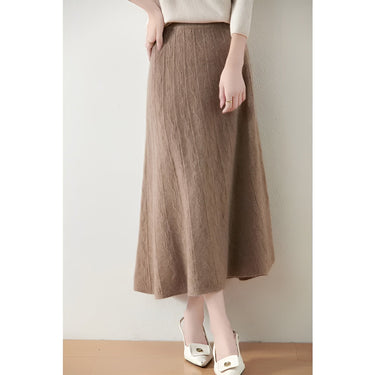 A-Line Midi Skirt Merino Wool Knit