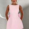 A-Line Mini Dress with Pearl Trim and Back Bow