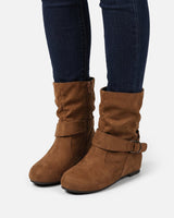 Ankle Boots Womens with Buckle Strap and Side Zip