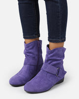 Ankle Boots Womens with Buckle Strap and Side Zip