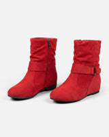 Close-up of suede-effect texture on boot shaft
