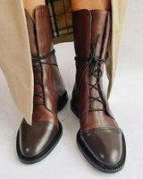 Ankle Boots Womens with Lace-Up Closure and Leather Upper