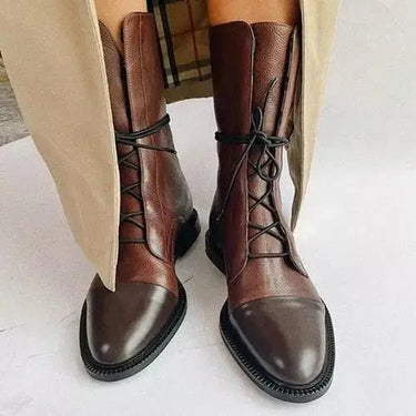 Ankle Boots Womens with Lace-Up Closure and Leather Upper