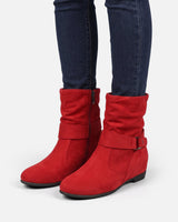 Ankle Boots Womens with Buckle Strap and Side Zip