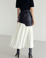 Asymmetric Coated and Pleated Maxi Skirt