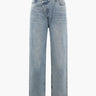 Asymmetric High-Waisted Straight-Leg Jeans with Waistband