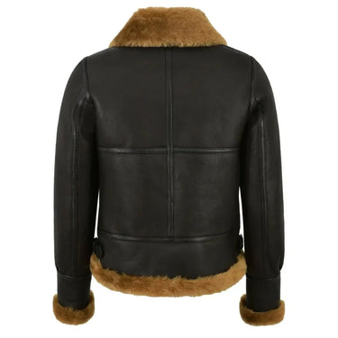 Side view showing shearling lining detail and front zip closure