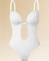 Backless Bodysuit Bra with Adjustable Straps and Deep V Front