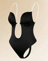 Backless Bodysuit Bra with Adjustable Straps and Deep V Front