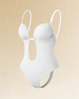 Backless Bodysuit Bra with Adjustable Straps and Deep V Front