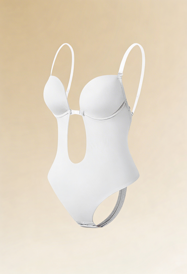 Backless Bodysuit Bra with Adjustable Straps and Deep V Front