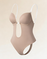 Backless Bodysuit Bra with Adjustable Straps and Deep V Front