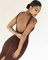 Backless Bodysuit Bra with Adjustable Straps and Deep V Front