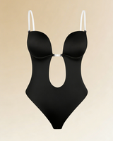 Backless Bodysuit Bra with Adjustable Straps and Deep V Front