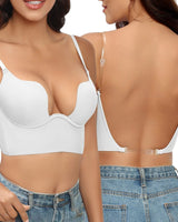 Backless Bra with Clear Straps and Deep Plunge Front