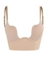 Backless Bra with Clear Straps and Deep Plunge Front
