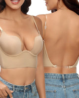 Backless Bra with Clear Straps and Deep Plunge Front