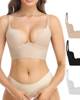 Backless Bra with Clear Straps and Deep Plunge Front