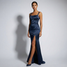 Backless Satin Maxi Dress Slit