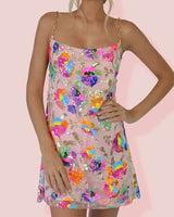 Backless Sequin Mini Dress with Chain Straps