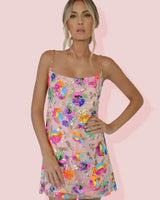 Backless Sequin Mini Dress with Chain Straps