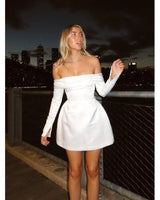 Bardot Mini Dress with Long Sleeves