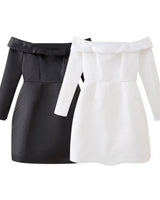 Bardot Mini Dress with Long Sleeves