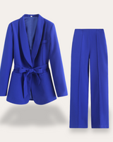Belted Blazer and Wide-Leg Trousers Set