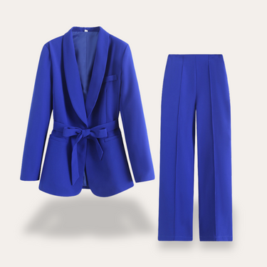 Belted Blazer and Wide-Leg Trousers Set