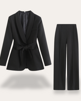 Belted Blazer and Wide-Leg Trousers Set