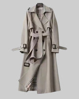 Interior view showing the check lining of the trench coat