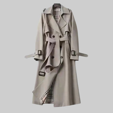 Interior view showing the check lining of the trench coat