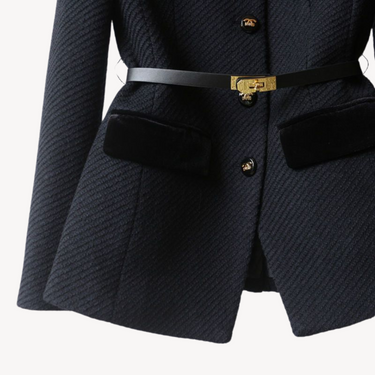 Belted Structured Blazer with Button-Front Closure