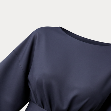 Belted Wrap Midi Dress with Wide Sleeves and V Neckline