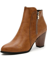 Close-up of side zip fastening on ankle boots