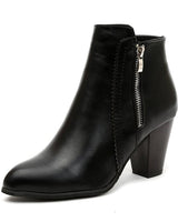 Rear view of ankle boots showing heel height