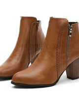 Top-down view of ankle boot rounded toe