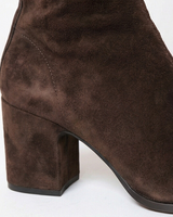 Block Heel Suede Ankle Boots with Square Toe