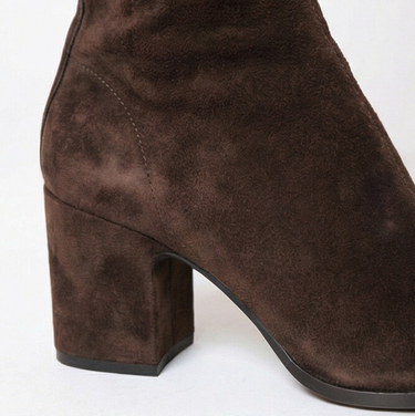Block Heel Suede Ankle Boots with Square Toe