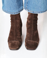 Block Heel Suede Ankle Boots with Square Toe