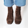 Block Heel Suede Ankle Boots with Square Toe