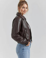 Bomber Jacket in Coated Faux Material