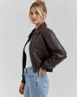Bomber Jacket in Coated Faux Material