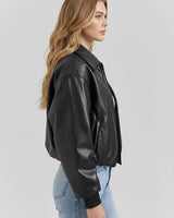 Bomber Jacket in Coated Faux Material