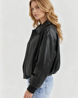 Bomber Jacket in Coated Faux Material
