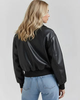 Bomber Jacket in Coated Faux Material
