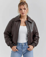 Bomber Jacket in Coated Faux Material